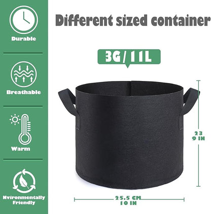 GROWTNT 3 Gallon Grow Bags 24 Pack,3 Gallon Fabric Pots,Garden Bags to Grow Vegetables,Planter Bags for Vegetables,Garden Pots with Two Handles.