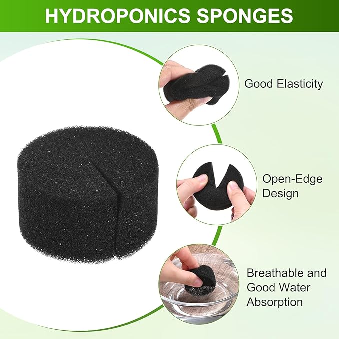 30-Pack Hydroponics Sponges, 1.97 Inch Growing Media Cylindrical Sponges for Planting Gardening Tool/Grow Seedlings/Home Vegetable Flower, Soilless Cultivation Seedling [Black]