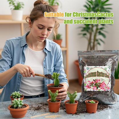 Christmas Cactus Potting Soil Mix 1qt, Ideal for Succulents, Christmas Cacti, and Other Indoor Potted Plantings