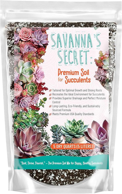 Premium Organic Succulent Potting Mix – Well-Draining Indoor Plant Soil – Safe, Eco-Friendly, UV-Treated – Perfect for Succulents, Aloe, and Cacti – Handcrafted in The USA (10 Quarts)