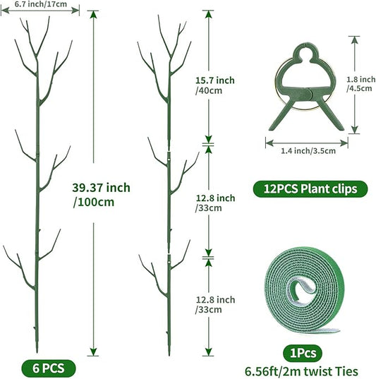 9 Pack Green Plant Support Stakes Plant Stakes for Indoor and Outdoor Plants. 39.37inch Plant Sticks with Extension Poles, Plant Clips,Plant Ties for Potted Monstera Plants, Climbing Plants