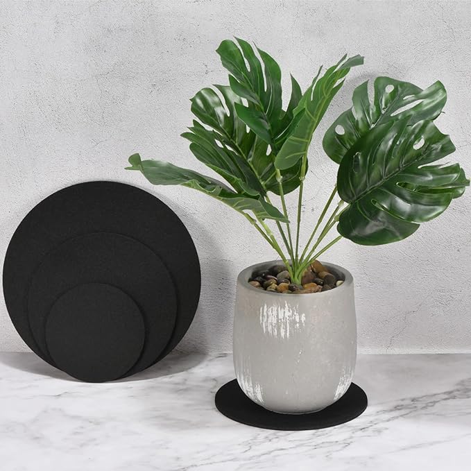 8 Pack Planter Coasters Set Felt Round Flowerpot Drip Pad Mat Apply to Outdoor/Garden (4" 6" 8" 10", Gray)