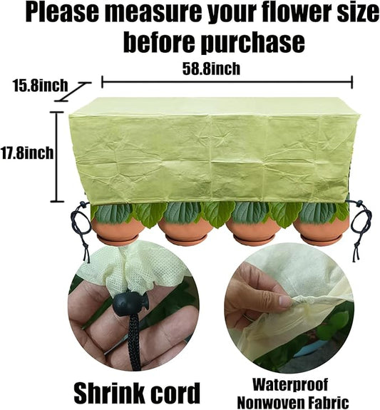 EJW Planter Cover, Plant Covers Freeze Protection,2 Pack 59.2"*17.7"x15.7" Planter Covers for Winter, Frost Cloths for Outdoor Plants, Raised Bed Covers for Winter.