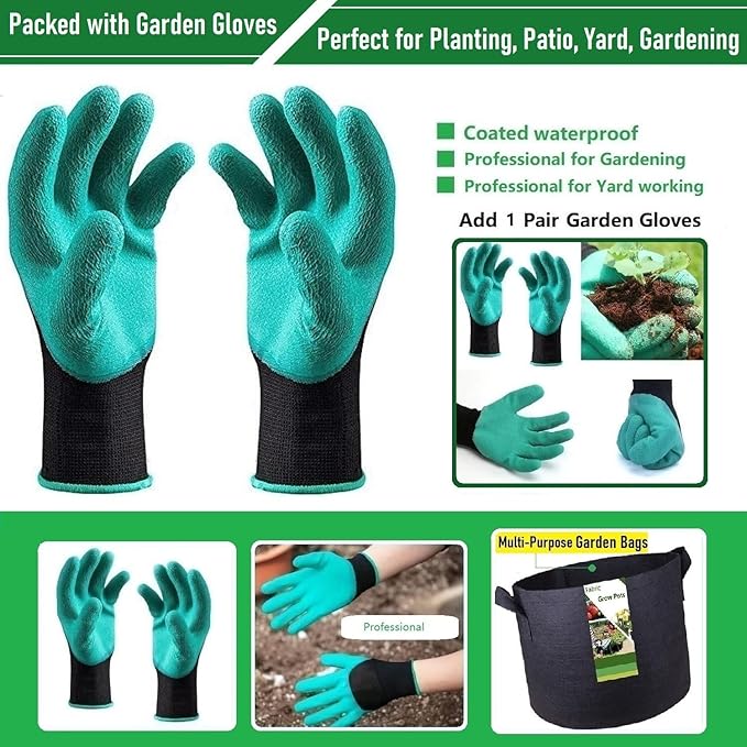 100 Gallon Big Raised Garden Bed Bag (40x20 inch) Large Plant Grow Bag for Tomato,Potato Planter,Herbs Veggies Planter,Flower Bed,Plant Container,Yard Waste,Lawn Debris,Leaf Bag with Gardening Gloves