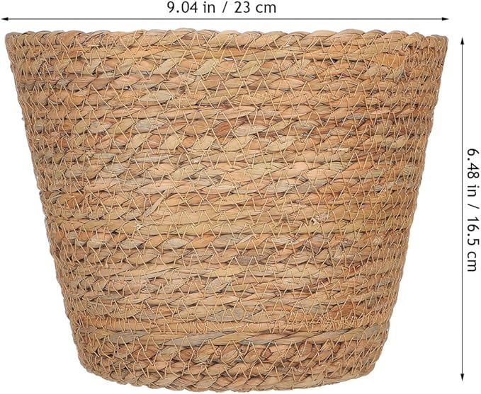 Healifty Straw Woven Plant Basket 2PCS Rattan Flower Basket Indoor with Plastic Liner Natural Stylish for Rustic Boho Home Farmhouse Floor Potted Pots Decor