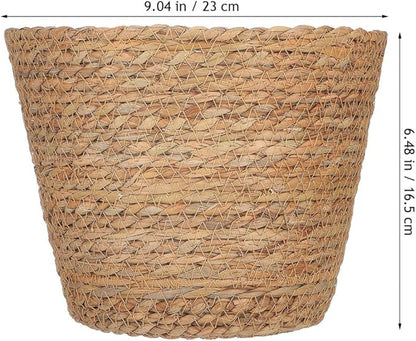 Healifty Straw Woven Plant Basket 2PCS Rattan Flower Basket Indoor with Plastic Liner Natural Stylish for Rustic Boho Home Farmhouse Floor Potted Pots Decor