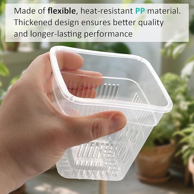 BTPLASTIK Clear Square Nursery Pots, 30 Packs 4 Inch Clear Air Pruning Square Pots, Transparent Plastic Plant Pots for Seed Starting, Root Cutting