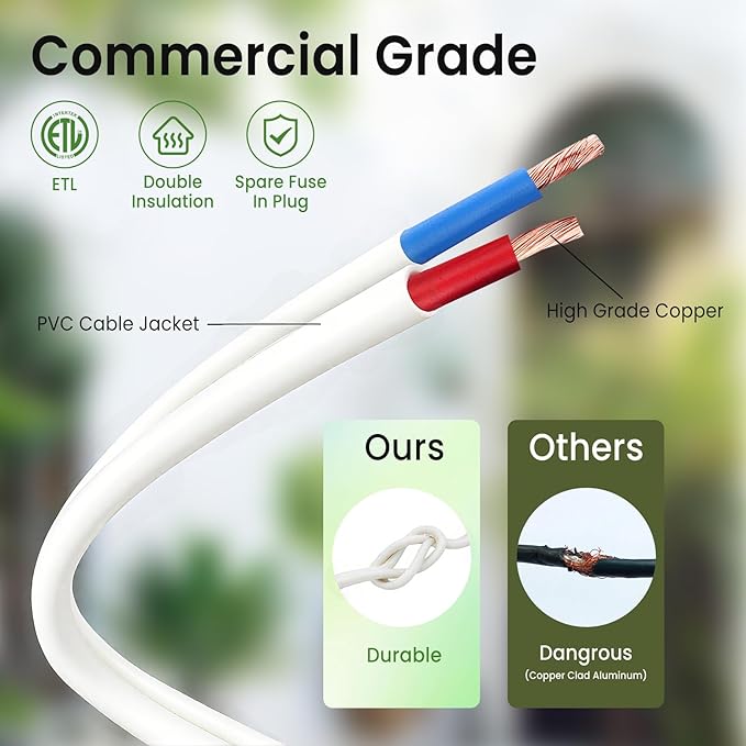 String Lights for Outside 300FT(3x100FT) Outdoor Lights with 150+6(Spare) Edison Shatterproof Bulbs, Patio Light Connectable for Backyard, Bistro,Porch,White Cord String Light Waterproof