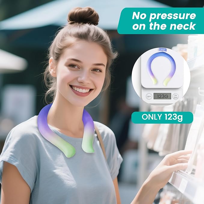NEWGO Neck Cooling Tube Reusable Ice Cooler Cold Pack for Summer Heat, Ice Neck Ring for Outdoor Workers, Athletes, Sports Enthusiasts, Hot Flash Sufferers, Campers, Blue-Yellow Gradient