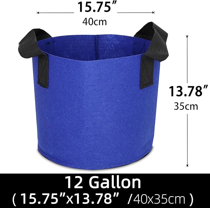 Grow Bags,Growing Pot Bags Garden Grow Bag Indoor Outdoor Fabric Aeration Plant Pot Container Flower Vegetable Pouch (Dark Blue,12Gallon)