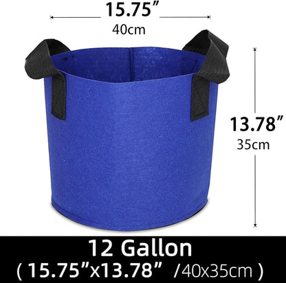 Grow Bags,Growing Pot Bags Garden Grow Bag Indoor Outdoor Fabric Aeration Plant Pot Container Flower Vegetable Pouch (Dark Blue,12Gallon)