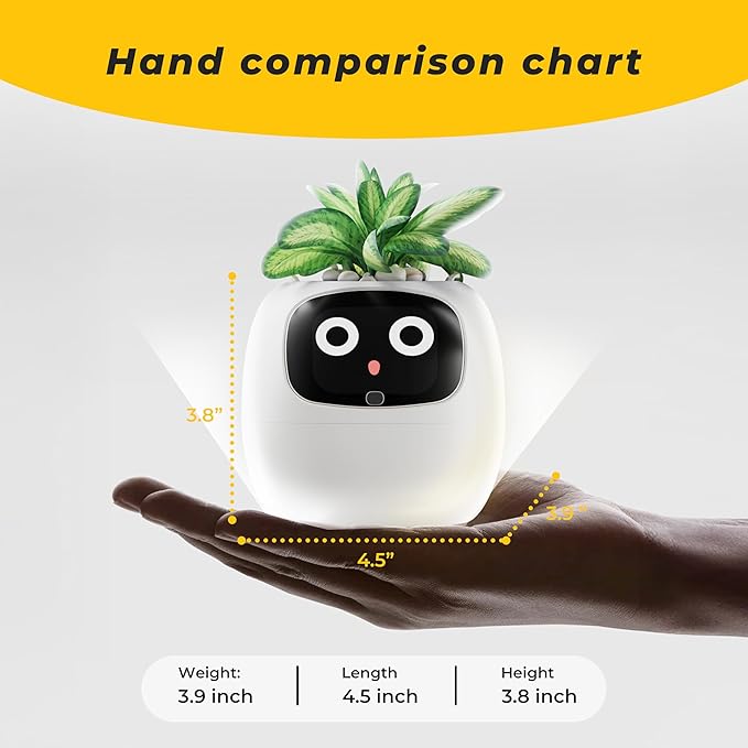 Smart pet Planter Robot Guidance on Plant Care with Emojis, Adorable Plant Companion with Rich Gesture Interaction, Neat Desk Setup Gift (Purple)