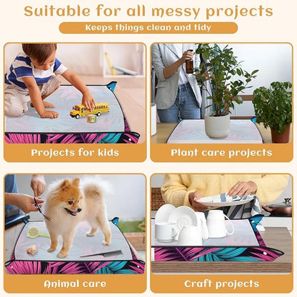 Pardick Repotting Mat for Indoor Plant 26"x26" Leaves Soil Change Mat Waterproof Planting Tray Foldable Succulent Potting Mat Gardening Gifts for Women Men Plant Lovers
