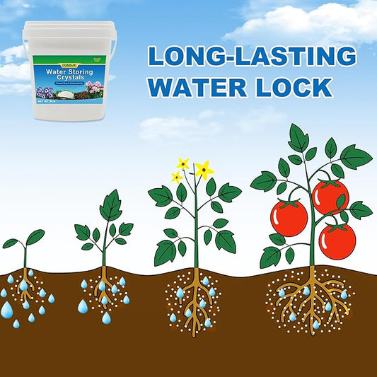 3LB Water Storing Crystals for Plants, Soil Moisture Control Water Gel Beads with Spoon, Super Absorbent Polymer for Potting Soil, Prevent Overwatering & Drought Stress