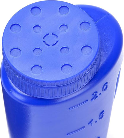 Katai – 2L (70 oz) Hand Held Spreader – Adjustable Hole Size for Seeds, Fertilizer, Salt & Ice Melt – Heavy-Duty Garden Spreader with Scoop – Blue