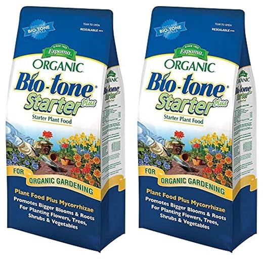 Espoma Organic Bio-Tone Starter Plus 4-3-3 Natural & Organic Starter Plant Food with Both Endo & Ecto Mycorrhizae; 4 lb. Bag; The Ultimate Starter Fertilizer - Pack of 2