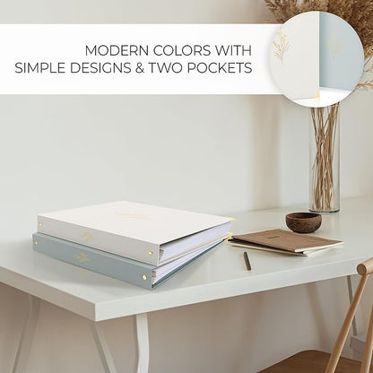 Aesthetic 3 Ring Binder Set of 2 - Sturdy 1 Inch Binder Fits Letter Sized Paper - A Cute Holder for Women or Men with Pocket Easily Organizes Your Paperwork for School, Office or Work