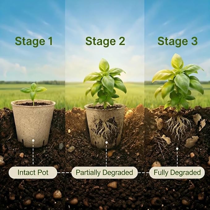 60 Packs 4 Inch Peat Pots with 60 Pcs Plant Labels, Biodegradable Seedling Pots with Drainage Holes, Nursery Pots Breathable Plant Containers, Seed Starter Kit for Vegetables, Flowers