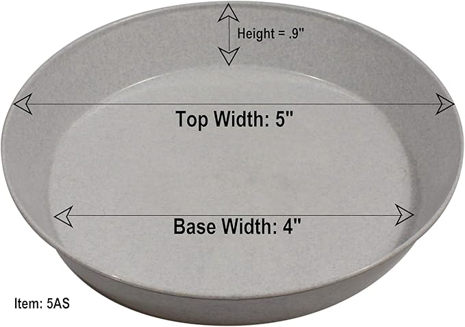 5 Inch (4 Inch Base) Case of 5 Plant Saucer - Black Polypropylene,Heavy Duty Indoor/Outdoor Tray and Drip Pan,Collects Flower Pot Excess Water Made in USA