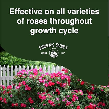 Farmer's Secret Rose Booster Fertilizer (8oz) - Super Concentrated - Formulated for All Types of Roses Throughout The Life Cycle - Encourages Healthy Growth and Vibrant Blooms