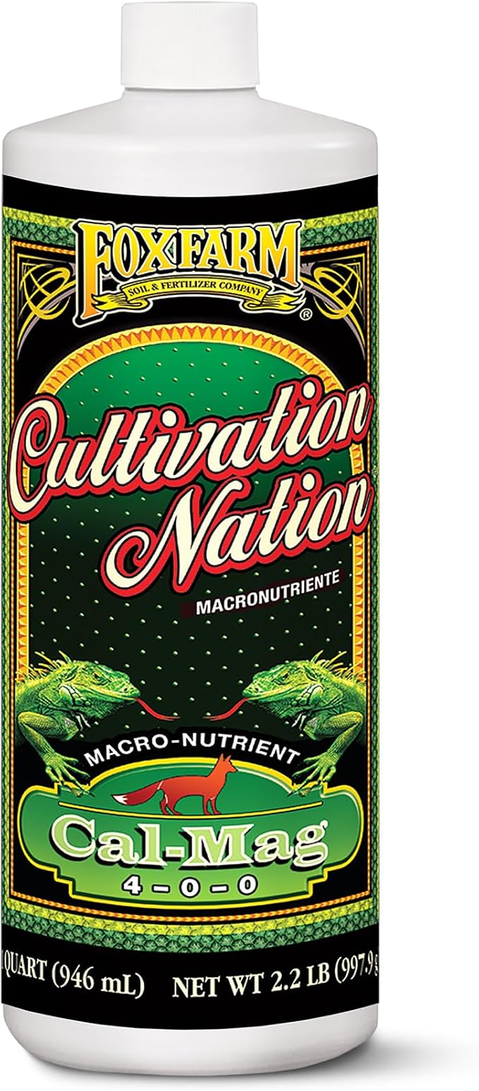 FoxFarm Cultivation Nation Cal-Mag for Plants - Prevent Calcium & Magnesium Deficiency, Blossom End Rot & Tip Burn - OMRI Listed for Organic Gardening - 4-0-0, 3% Calcium, 1% Magnesium - 1-Quart