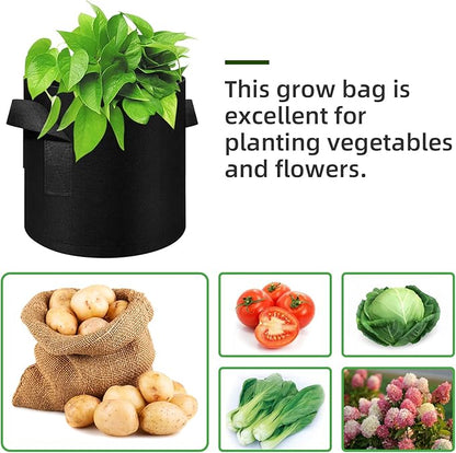 24 Pack 10 Gallon Plant Grow Bags, Thickened Nonwoven Fabric Pots with Handles, Vegetable Planter Bags Containers, Cloth Planters for Garden Vegetable/Flower/Plant/Fruits Outdoor (Black)