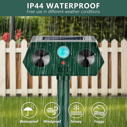 4 Pack 2026 Ultrasonic Animal Repellent Outdoor Cat Repellent Devices Solar Animal Repeller Motion Activated Deterrent to Scare Deer Squirrel Rabbit Raccoon Skunk for Yard Lawn Outdoor