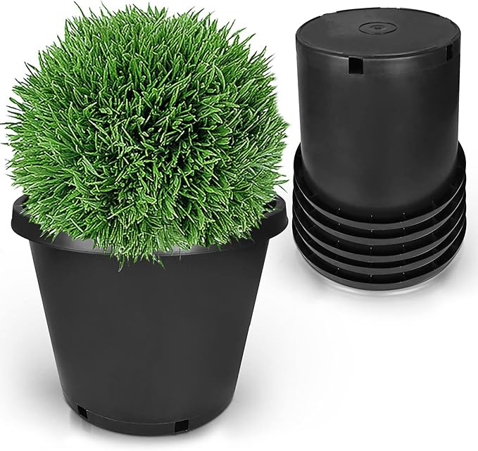 5-Pack 12.7 Gallon Round Planter Nursery Pots, Flower Plant Container Injection Molded Plastic Nursery Pots Gardening Pot for Indoor Outdoor Vegetables, Succulents, Black