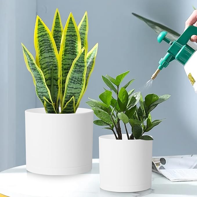 Large Plant Pots Set of 3 – 8", 9", 10" Indoor Flower Pots with Drainage Holes and Saucers, Big Planters for Monstera, Fiddle Leaf Fig, Snake Plant – 5 Colors