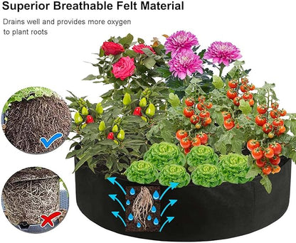 2 Pack 100 Gallon Fabric Raised Garden Planting Beds, Heavy Duty Round Plant Grow Bags Breathable Non-Woven Planting Container for Vegetables Flower Herbs and Plants, Gardening Outdoor