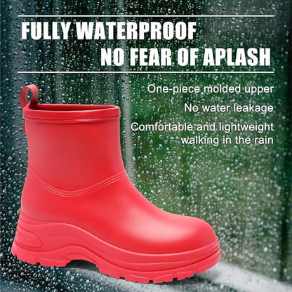 Women's Waterproof Chelsea Ankle Rain Boots, Slip-On Style, Outdoor Weather Protection