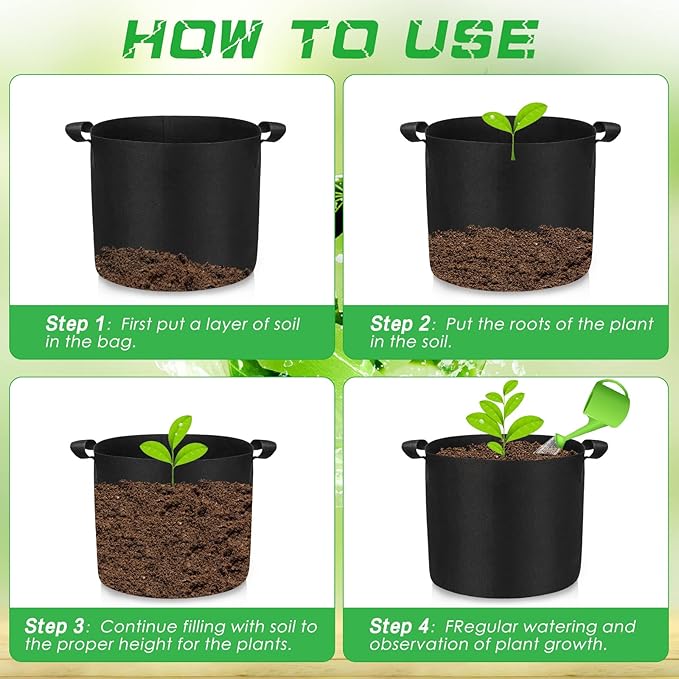 80 Pack 5 Gallon Grow Bags Bulk Heavy Duty Thickened Nonwoven Plant Fabric Pots Vegetable Grow Nursery Pots with Reinforced Handles for Vegetables Potato Tomato and Flower