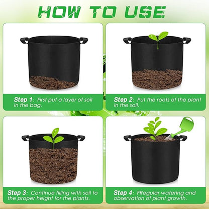 80 Pack 5 Gallon Grow Bags Bulk Heavy Duty Thickened Nonwoven Plant Fabric Pots Vegetable Grow Nursery Pots with Reinforced Handles for Vegetables Potato Tomato and Flower