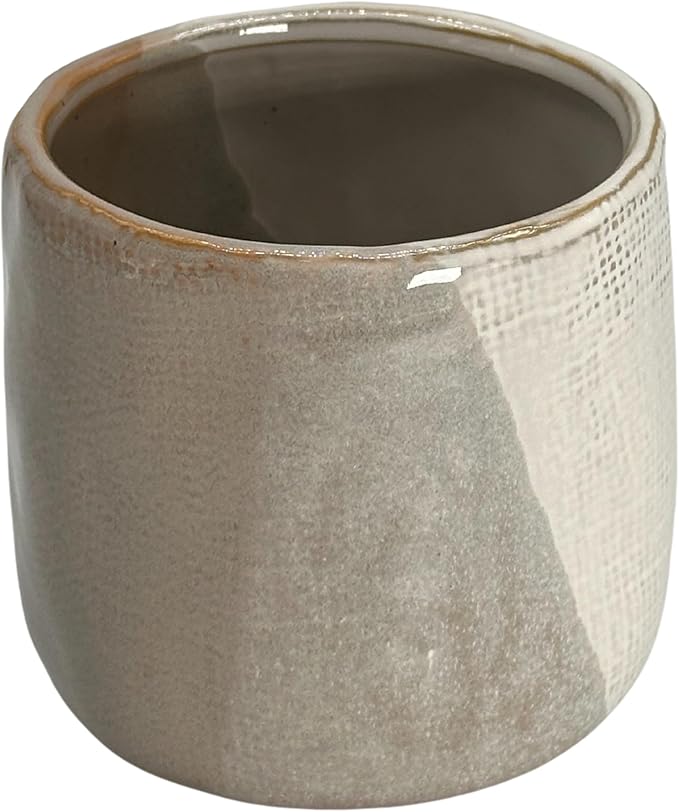4.5" Ceramic Flower Planter Pot - for Home Decor, Indoor Plants, Gardens, Display, Organization, Storage - Beige