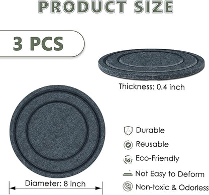 BXI Felt Plant Saucer Mat - 3 Pcs 8 Inch Water Absorbent Planter Coaster, Thick Flower Pot Saucer Pad, Planting Drip Tray for Indoors, Fabric Protective Plate for Tabletop and Floor Surface
