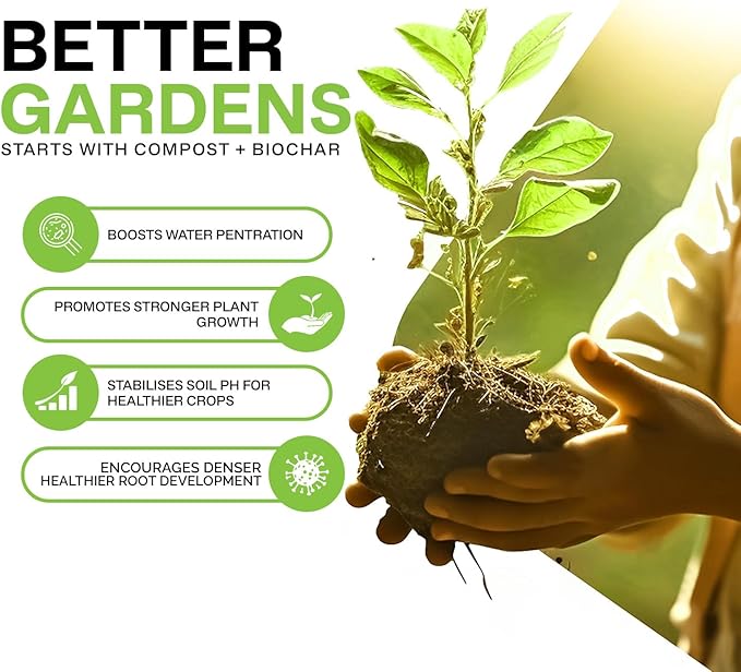 Premium Engineered Biochar Soil Amendment (Chip 30 Qts) – 100% Natural Active Carbon Award-Winning Biochar for Gardens | Organic Soil Amendment for Plants, Boosts Nutrients & Reduces Fertilizer Use