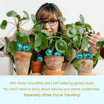 Plastic Self Watering Globes for Plants,14 PCS Plant Watering Globes,with Funnel+Label+Mix Rocks,Plastic Automatic Devices Watering Globe for Indoor Outdoor Plants, Garden,Flowers,Vacation Plant Care