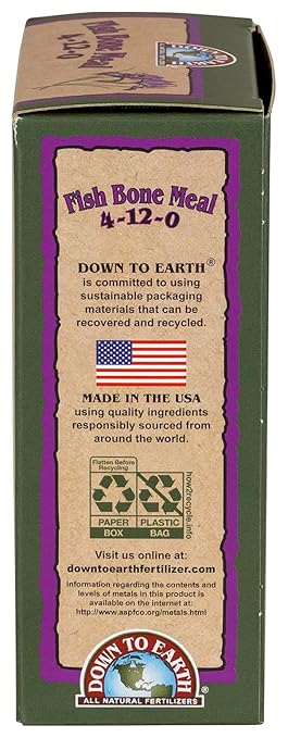 Down To Earth All Natural Fertilizers Organic Fish Bone Meal - High Phosphorus Plant Food for Buds, Bulbs, Blooms, Flower Beds 4-12-0, 1 lb