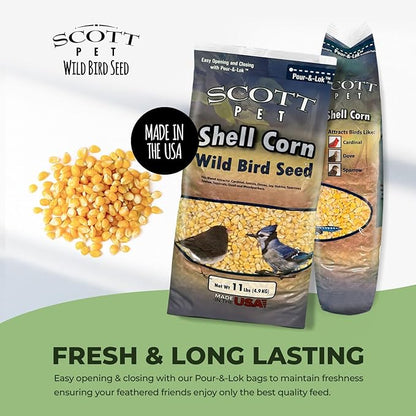 Scott Pet Wild Bird Seed, Shelled Corn, 11 lbs Bag, Feed, Great Source of Protein and Fiber, Food for Outside Wild Birds