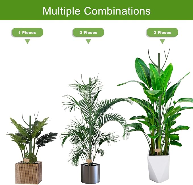 Adjustable Monstera Plant Stakes 27.56" (6 Pack) - Detachable Reusable Supports for Climbing & Potted Plants 10-45" Tall, Indoor/Outdoor Garden Stakes