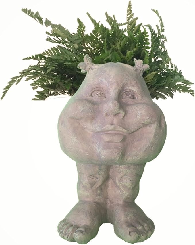 homestyles 8.5 in. Stone Wash Sister Suzy Q The Muggly Statue Face Planter Holds 3 in. Pot