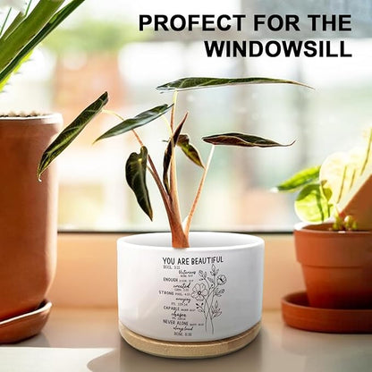 Christian Religious Plant Pot with Scripture Design Decorative Ceramic Succulent Pot Ideal for Home Garden Gifts for Christians and Faith Based Decor (Plant Not Included) (You are Beautiful)