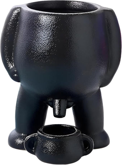Ceramic Funny Body Plant Pot, Penis Planter,Novelty Peeing Plant Pot with Drainage,Piss Pot, Stylish Planter for Indoor/Outdoor Succulent Plants, Gift for Father Friends and Family, 5.4 inches（Black）