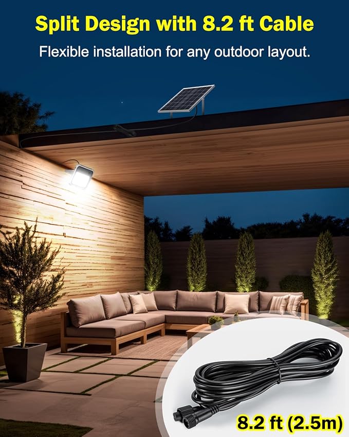 Engrepo Solar Light Outdoor, 10000LM Luces Solares Dusk to Dawn Auto On/Off Solar Powered Security Flood Light Outside IP65 Waterproof with Remote Control for Wall Porch, Shed, Barn. 20000mAh.