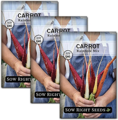 Sow Right Seeds - Rainbow Mix Carrot Seed for Planting - Non-GMO Heirloom Packet with Instructions to Plant a Home Vegetable Garden - Orange, Red, Purple, White Variety Mix for Colorful Harvest (3)