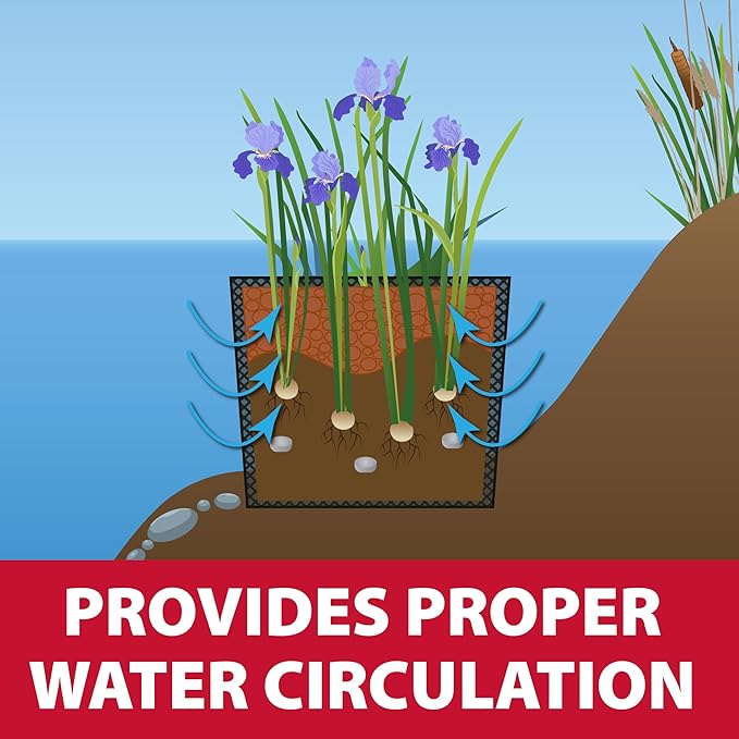 The Pond Guy Planting Bags for Backyard Water Gardens, Durable Mesh Planter Pot for Lily & Bog Plants, Grow Healthy Aquatic Plants, 9.5-Inch Square