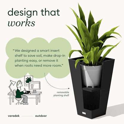Veradek V-Resin Indoor/Outdoor Taper Planter (30 inch, Black)