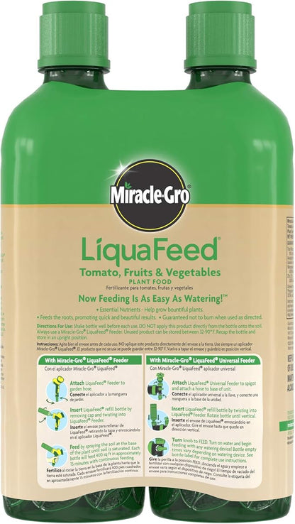 Miracle-Gro LiquaFeed Tomato, Fruits and Vegetables Plant Food, For In-Ground and Container Plants, 16 oz., 2-Pack