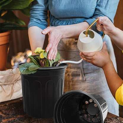 50 Pack 1 Gallon Plant Nursery Pots,Plastic Seedling Pot with Drainage Holes,Flexible Garden Flower Plant Container for Potting,Succulents,Cuttings,Transplanting,Black