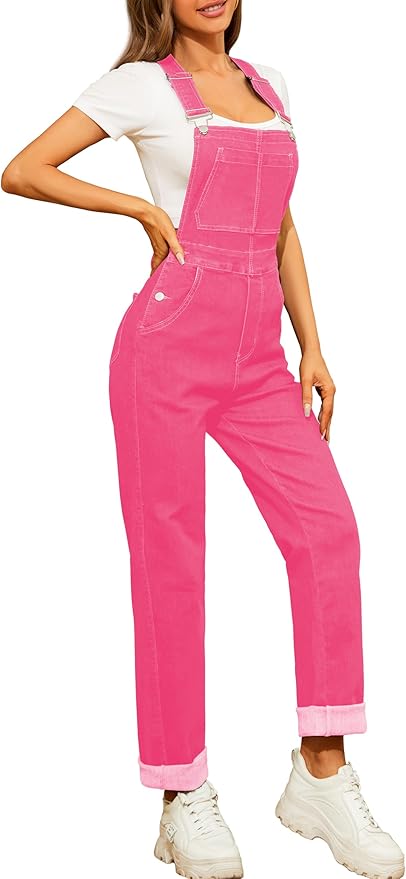 Bib Overalls for Women Fashion Jean Jumpsuit Adjustable Strap Coveralls